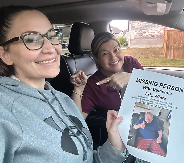 PICTURED left, medium Vic Andrea is seen with missing man’s carer Angelica Diaz. (Photo: Facebook) 