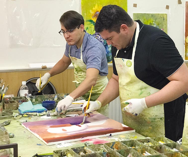 ASSISTED by his partner Tarcisio Sampaio, an entranced Florencio Anton is seen producing automatic art. ASSISTED by his partner Tarcisio Sampaio, an entranced Florencio Anton is seen producing automatic art.